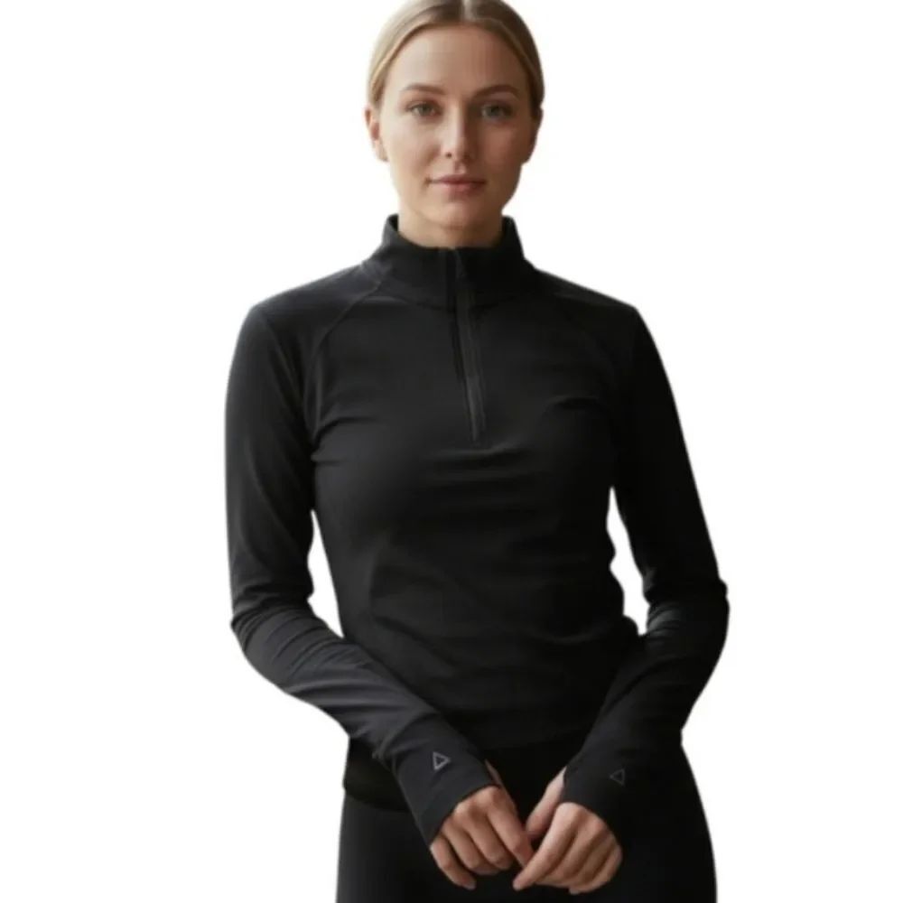PINK Victoria's Secret Black Quarter-Zip Sweatshirt Sz.XS EUC.